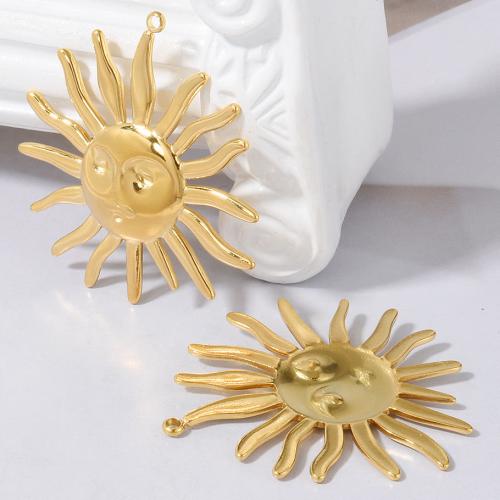 Stainless Steel Pendants 304 Stainless Steel Sun plated DIY Sold By Bag
