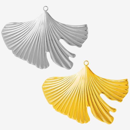 Stainless Steel Pendants 304 Stainless Steel Ginkgo Leaf plated DIY Sold By Bag