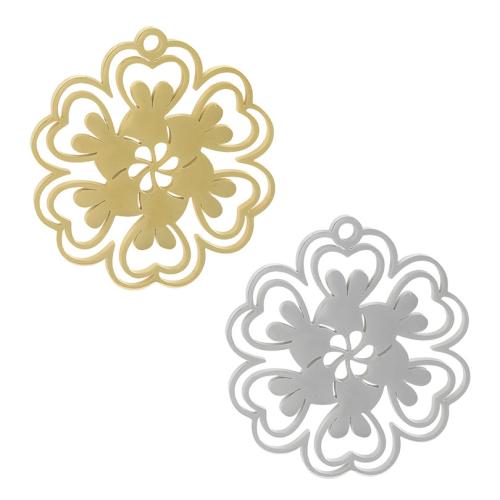 Stainless Steel Pendants 304 Stainless Steel Flower plated DIY & hollow Sold By Bag