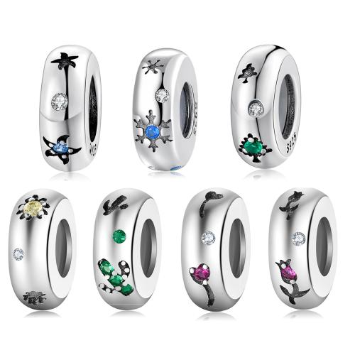 925 Sterling Silver Beads DIY & micro pave cubic zirconia 10mm Approx 1.34mm Sold By PC