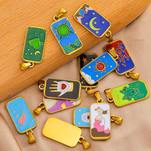 Stainless Steel Pendants 304 Stainless Steel gold color plated DIY & enamel Sold By PC