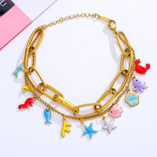 Stainless Steel Pendants 304 Stainless Steel gold color plated DIY & enamel Sold By Bag