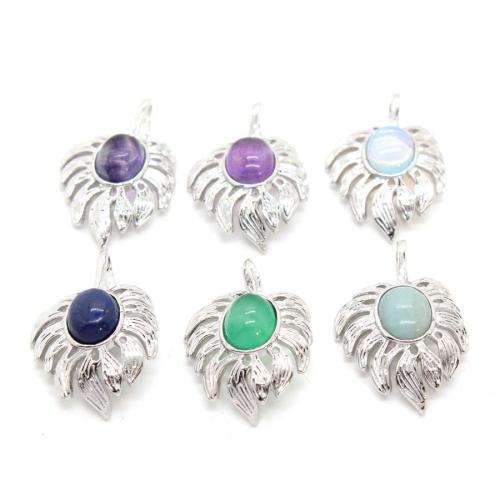 Gemstone Pendants Jewelry Leaf polished DIY Sold By PC