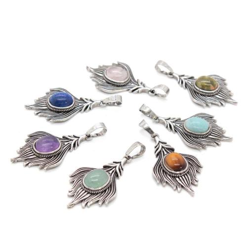 Gemstone Pendants Jewelry with Zinc Alloy polished DIY Sold By PC