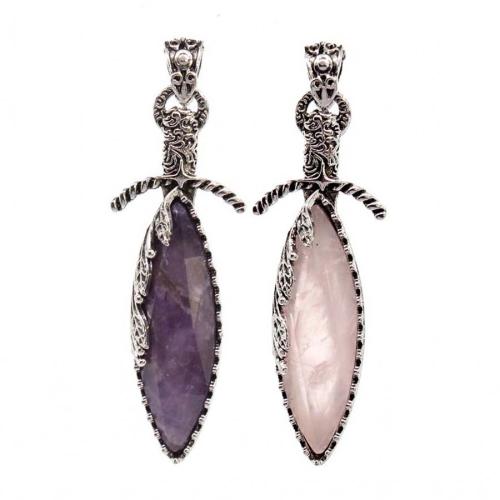 Gemstone Pendants Jewelry with Zinc Alloy polished DIY Sold By PC