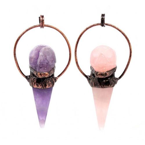 Gemstone Pendants Jewelry with Zinc Alloy plated & hollow Sold By PC