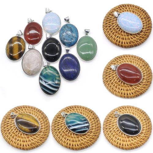 Gemstone Pendants Jewelry Natural Stone with Zinc Alloy DIY Sold By PC