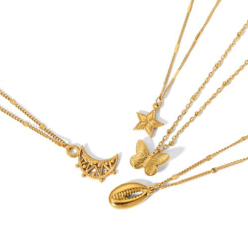 Stainless Steel Jewelry Necklace 304 Stainless Steel 18K gold plated fashion jewelry & for woman Sold By PC