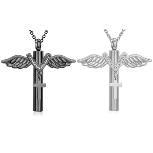 304 Stainless Steel Cinerary Casket Pendant fashion jewelry & Unisex & with rhinestone plated Sold By PC