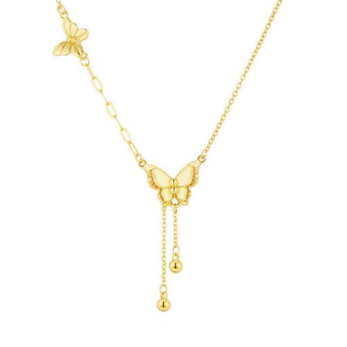 Colar de bronze, cobre, with 5cm extender chain, Borboleta, banhado, joias de moda & para mulher, comprimento Aprox 40 cm, vendido por PC