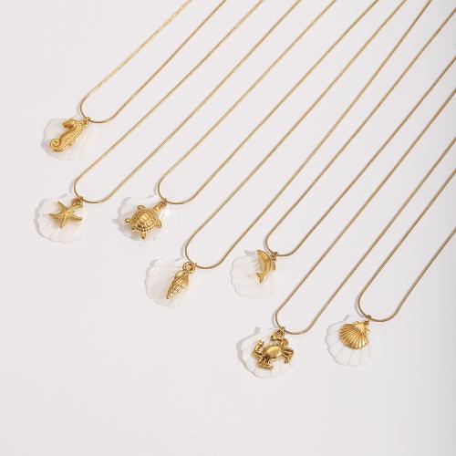 Collana in acciaio inossidabile, 304 acciaio inox, with conchiglia, placcato color oro, gioielli di moda, dorato, Venduto da PC