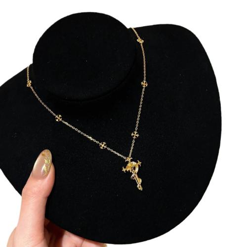 Colar de bronze, cobre, with 5cm extender chain, banhado, joias de moda & para mulher, comprimento Aprox 40 cm, vendido por PC