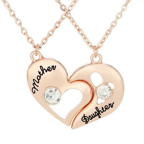 lega in zinco collana, placcato, 2 pezzi & con strass, dorato, Venduto da set