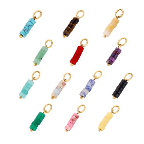 Gemstone Pendants Jewelry 304 Stainless Steel with Gemstone gold color plated DIY Sold By PC