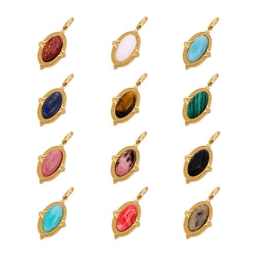 Gemstone Pendants Jewelry 304 Stainless Steel with Gemstone gold color plated DIY Sold By PC
