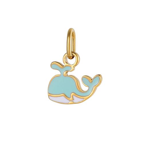 Stainless Steel Animal Pendants 304 Stainless Steel Dolphin gold color plated DIY & enamel Sold By PC