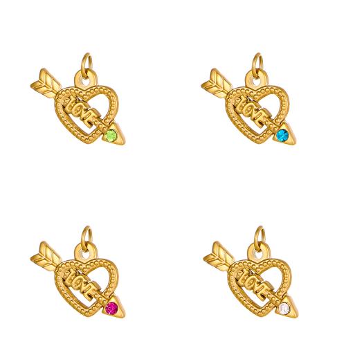 Přívěsky srdce z nerezové oceli, 304 Stainless Steel, barva pozlacený, DIY & s drahokamu, více barev na výběr, Prodáno By PC