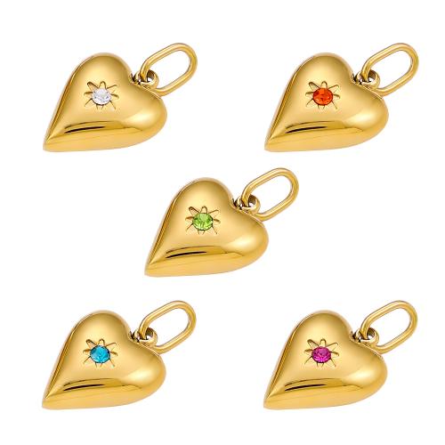 Přívěsky srdce z nerezové oceli, 304 Stainless Steel, barva pozlacený, DIY & s drahokamu, více barev na výběr, Prodáno By PC