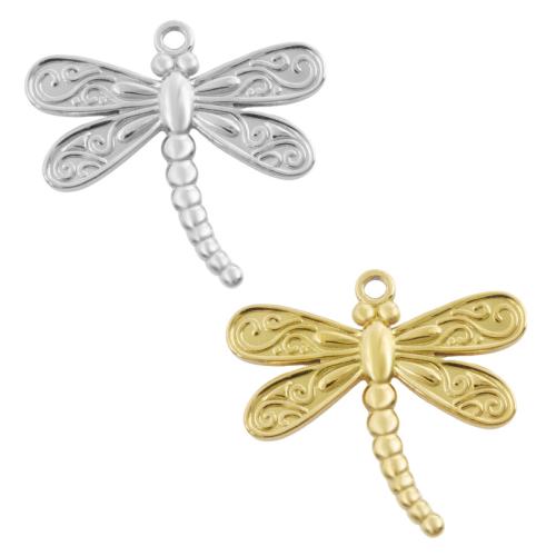 Stainless Steel Animal Pendants 304 Stainless Steel Dragonfly plated DIY Sold By Bag