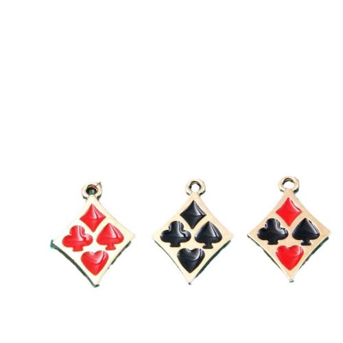 Zinc Alloy Enamel Pendants Rhombus gold color plated DIY Sold By Bag