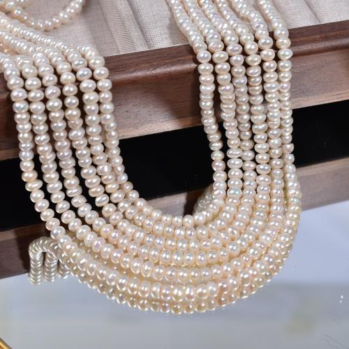 Natural Freshwater Pearl Loose Beads Flat Round DIY white 4-5mm Sold Per 36 cm Strand