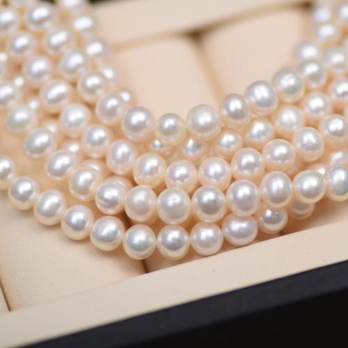 Natural Freshwater Pearl Loose Beads Slightly Round DIY white 5-6mm Sold Per 36 cm Strand