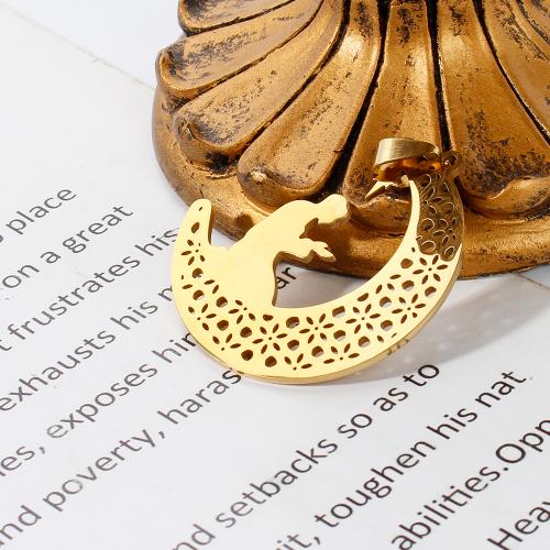 Colgantes de Acero Inoxidable, acero inoxidable 304, Luna, chapado en color dorado, Bricolaje, dorado, 30.95x5.48x48.11mm, Vendido por UD