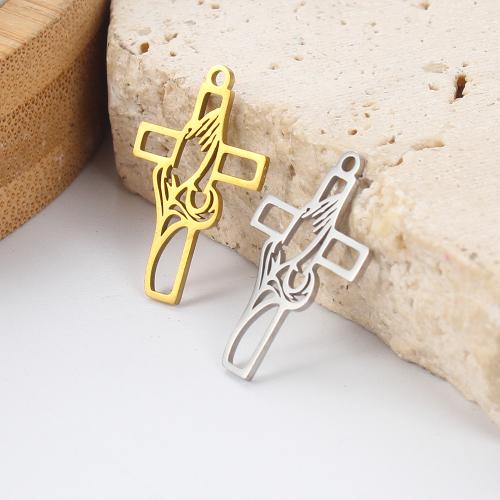 Nerezová ocel Cross Přívěsky, 304 Stainless Steel, Kříž, DIY & dutý, více barev na výběr, 13.05x0.86x20.93mm, Prodáno By PC