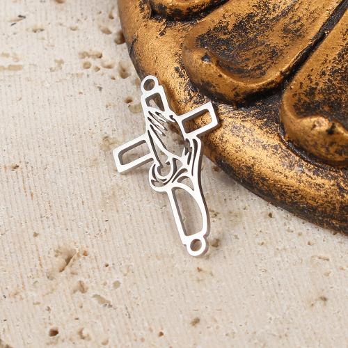 Nerezová ocel Cross Přívěsky, 304 Stainless Steel, Kříž, barva stříbrná á, DIY, stříbro, 13.03x0.86x22.71mm, Prodáno By PC