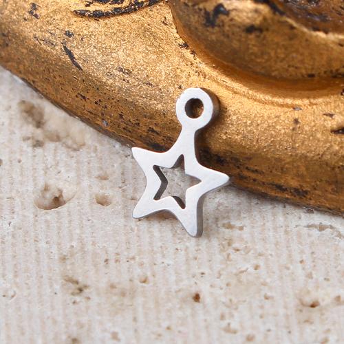 Stainless Steel Pendants 304 Stainless Steel Star silver color plated DIY & hollow silver color Sold By PC