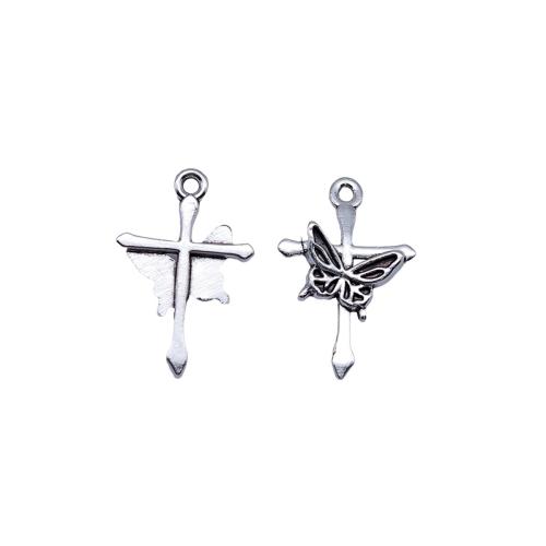 Zinc Alloy Cross Pendants plated DIY antique silver color Sold By PC