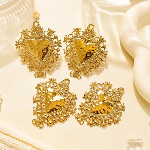 Přívěsky srdce z nerezové oceli, 304 Stainless Steel, barva pozlacený, DIY & dutý, zlatý, 10PC/Bag, Prodáno By Bag