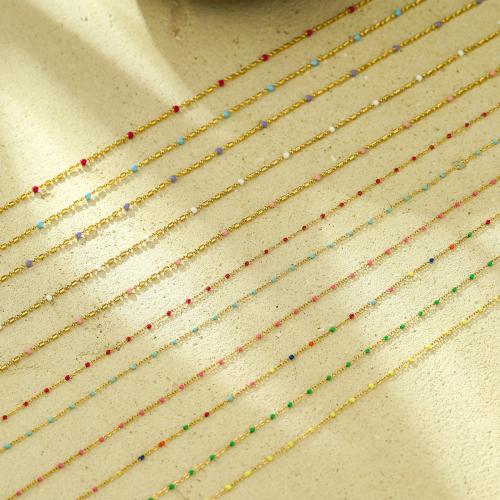 Stainless Steel Jewelry Necklace 304 Stainless Steel 18K gold plated & for woman & enamel Sold By PC