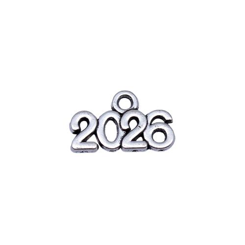 Zinc Alloy Alphabet and number Pendants plated DIY antique silver color Sold By Bag