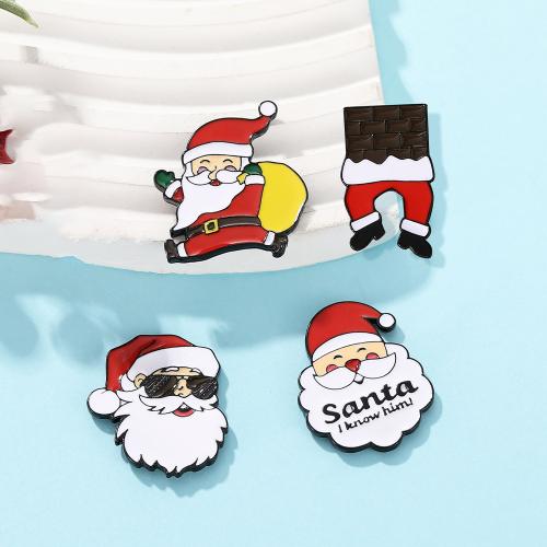 Christmas Brooches Zinc Alloy Christmas Design & Unisex & enamel black Sold By PC