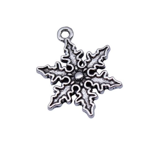 Zinc Alloy Pendants Snowflake plated DIY antique silver color Sold By Bag