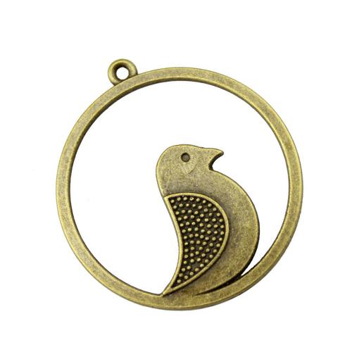 Zinc Alloy Animal Pendants Round plated DIY antique bronze color Sold By PC