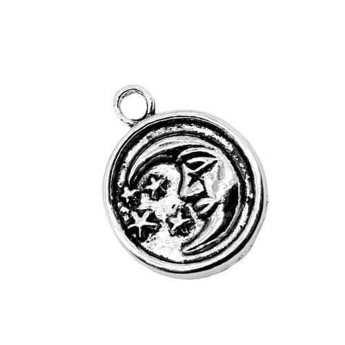 Zinc alliage Moon pendentifs, alliage de zinc, Rond, Placage, DIY, Vendu par PC