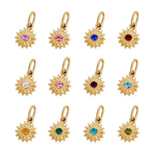 Stainless Steel Pendants 304 Stainless Steel gold color plated DIY & micro pave cubic zirconia Sold By PC
