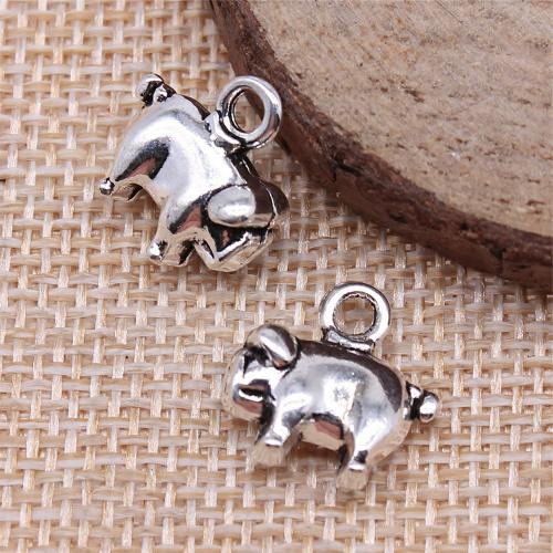Zinc Alloy Animal Pendants Pig plated DIY antique bronze color Sold By Bag