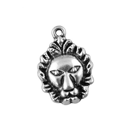 Zinc Alloy Animal Pendants Lion plated DIY antique silver color Sold By Bag