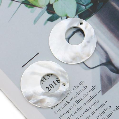 Pingentes de concha branca natural, White Lip Shell, Roda, DIY & vazio, branco, 25x25mm, vendido por PC