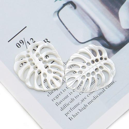 Pingentes de concha branca natural, White Lip Shell, Folha, DIY & vazio, branco, 22x25mm, vendido por PC