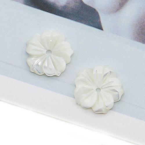 Natural White Shell Hangers, White Lip Shell, Bloem, DIY, wit, 12x12mm, Verkocht door PC