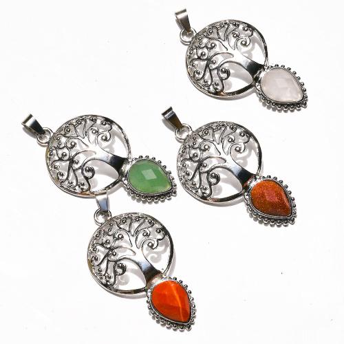 Gemstone Pendants Jewelry with Zinc Alloy gold color plated DIY Sold By PC