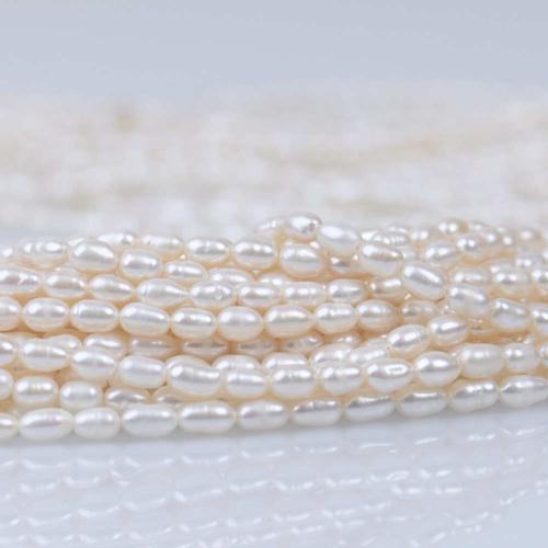 Cultured Rice Freshwater Pearl Beads DIY white 3-4MM Sold By Strand