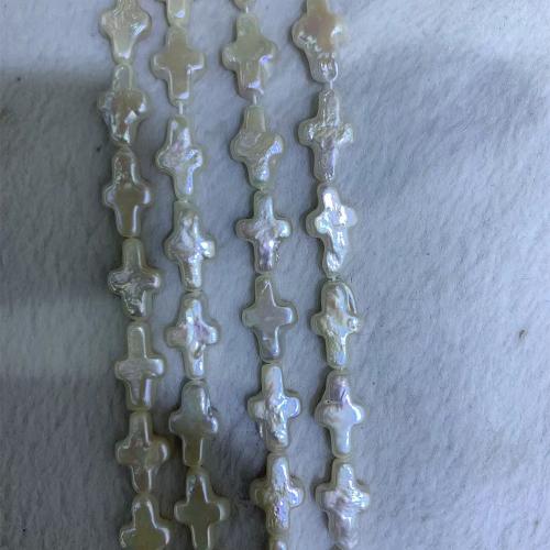 Natural Freshwater Pearl Loose Beads Cross DIY white Sold By Strand