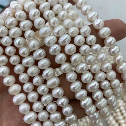 Perlas Patata Freshwater, Perlas cultivadas de agua dulce, Bricolaje, Blanco, 7-8MM, 54PCs/Sarta, Vendido para 36.5 cm Sarta