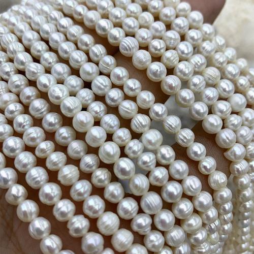 Natural Freshwater Pearl Loose Beads Slightly Round DIY white 4-5MM Sold Per 36 cm Strand