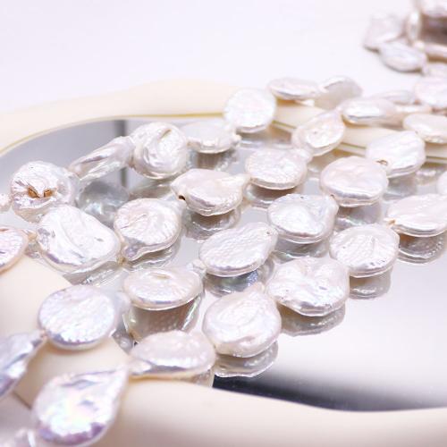 Cultured Button Freshwater Pearl Beads Baroque DIY white Sold Per 38 cm Strand